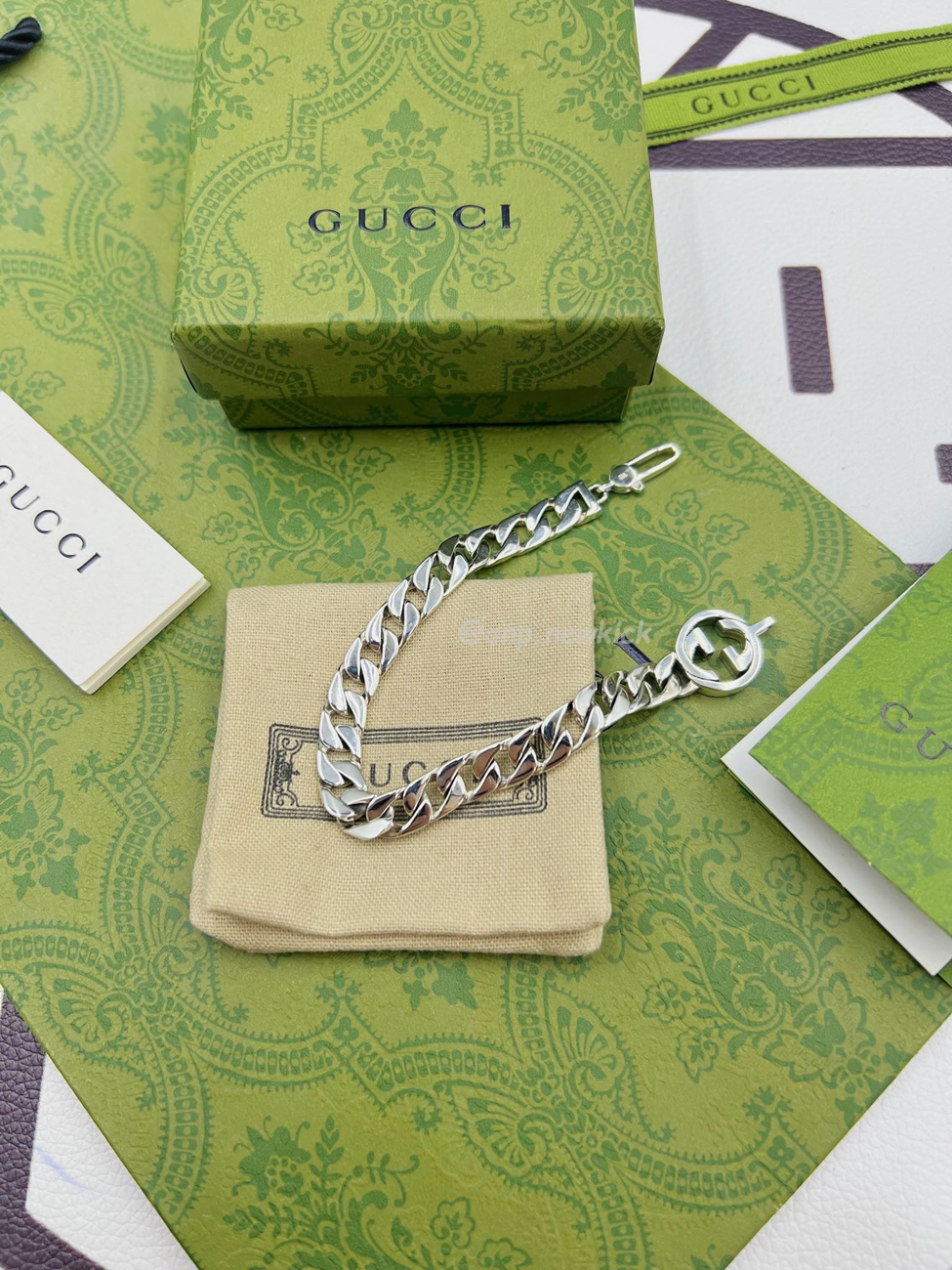 Gucci Interlocking Bracelet In Palladium Metal (2) - www.newkick.vip